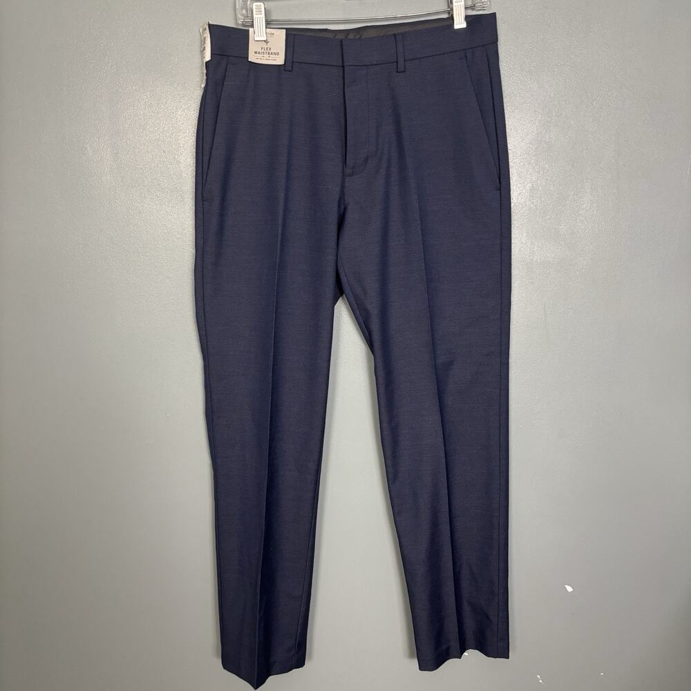 NWT REACTION Kenneth Cole Men’s Navy Stretch Slim Fit Dress Pants 32x29 Flat